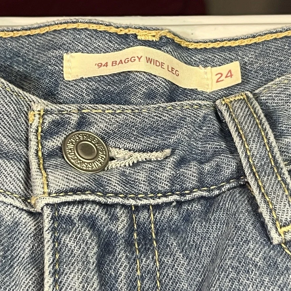 Levis Womens '94 Baggy Wide Leg Denim Jeans Light Wash Size 24x31